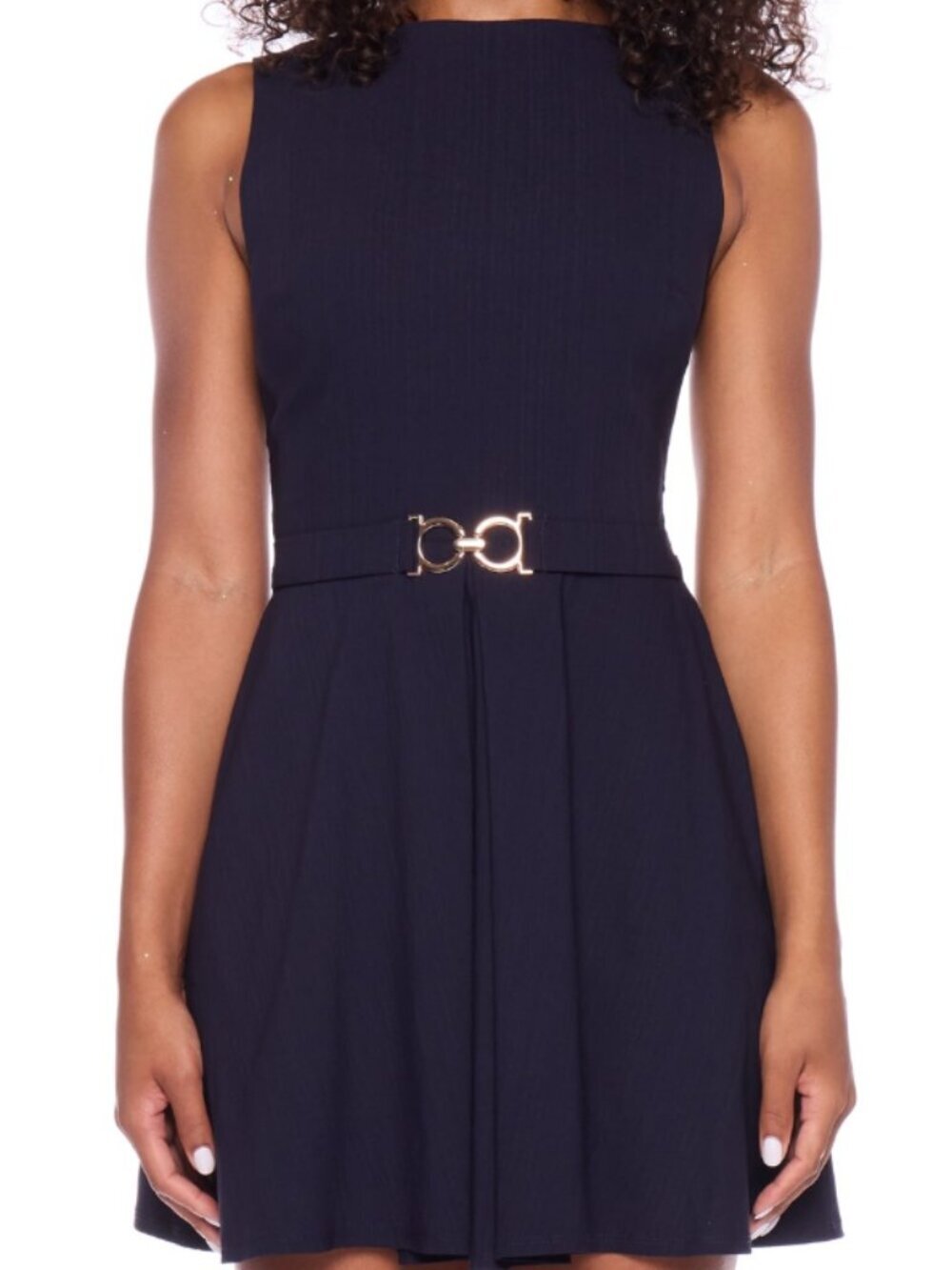 B Darlin Navy Belted Pleated Mini Dress 4 NWT Homecoming Cocktail Party - Picture 5 of 7
